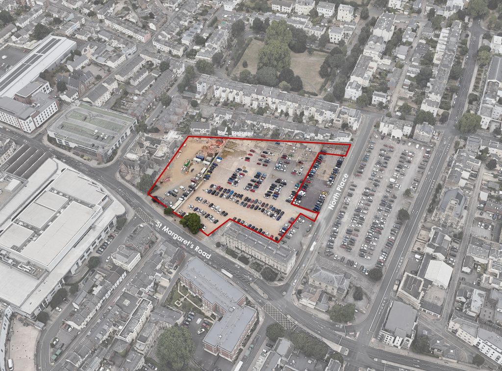 Aerial view of North Place development site