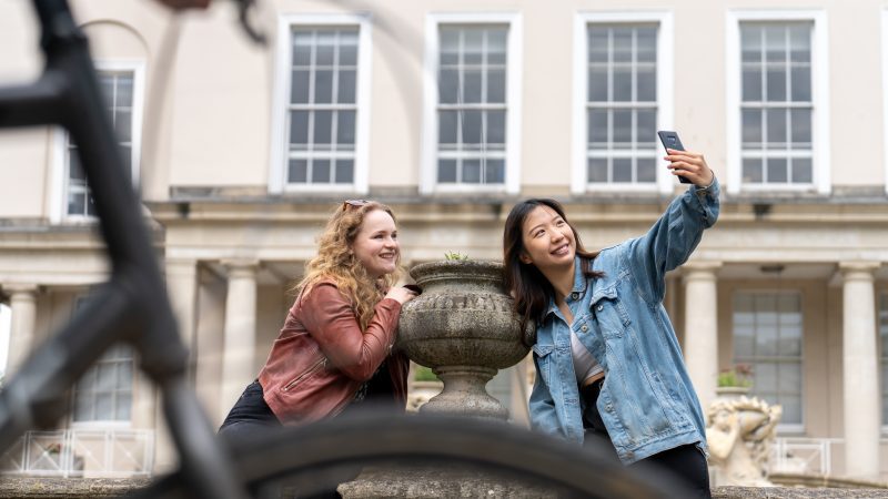 Two girls taking a selfie in Cheltenham