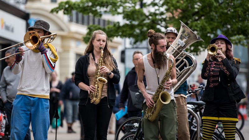 A Jazz band performing at Cheltenham Jazz Festival