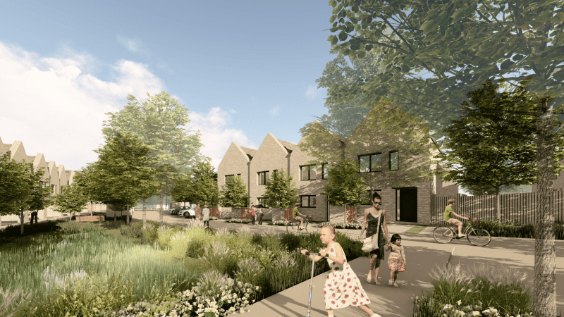 A 3D render of the Cheltenham, Monkcroft development site