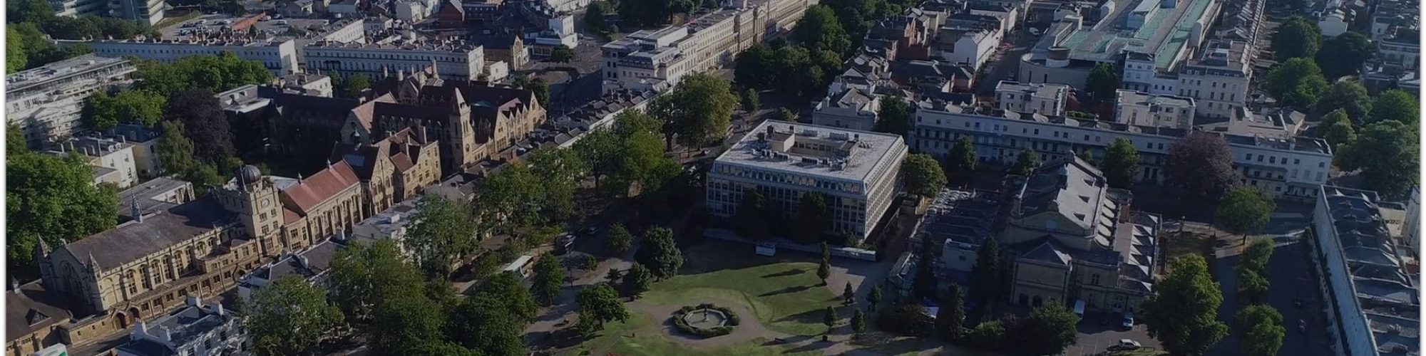 An aerial shot of Cheltenham