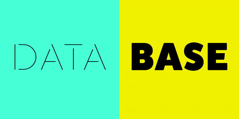 Decorative text reads 'data base'