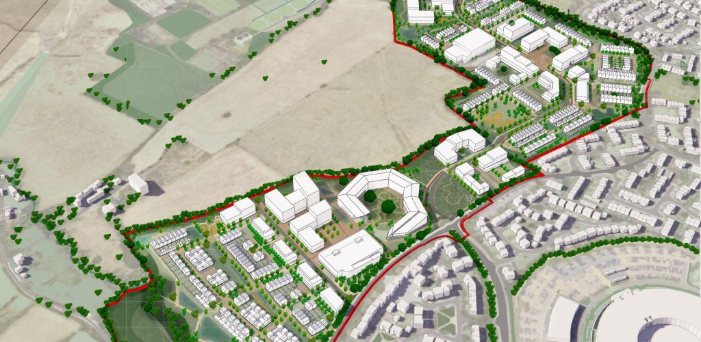 A sketchfab aerial plan of the propsed Golden Valley Development