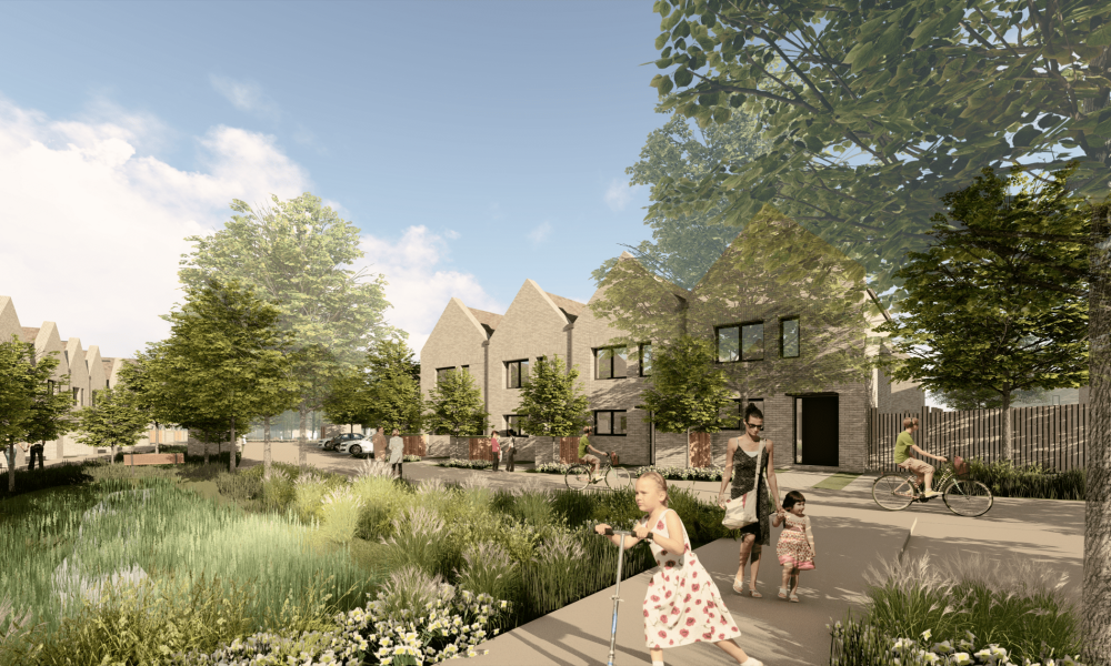 A 3D render of the Cheltenham, Monkcroft development site