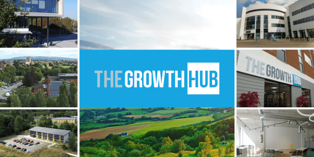 A collection of images of Gloucestershire and the Cheltenham Growth Hub building